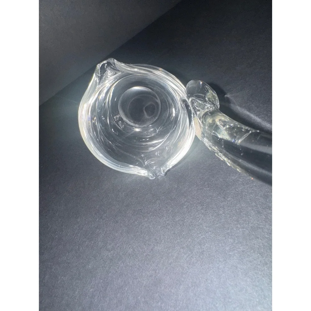 Vintage Hand Blown Ladle Made in Romania Curved Handle Double Spout